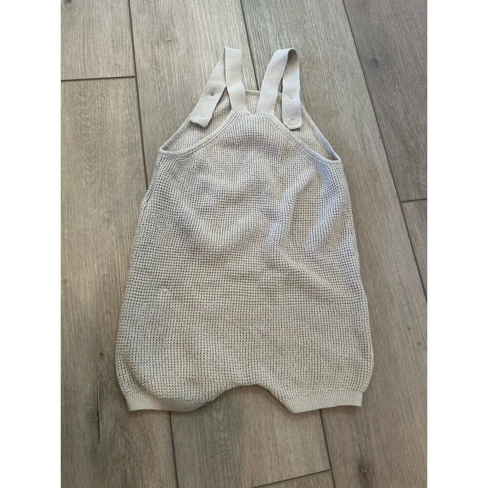 H&M 2T Knit Shorty Overalls Shortall Romper Adjustable Gray